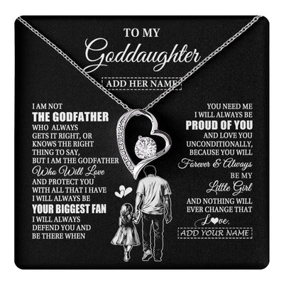 Forever Love Necklace 14K White Gold Finish | 1 | Personalized To My Goddaughter Necklace From Godfather Biggest Fan Birthday Gifts For Goddaughter From Godfather Aunt Christmas Custom Gift Box Message Card | teecentury.myshopify