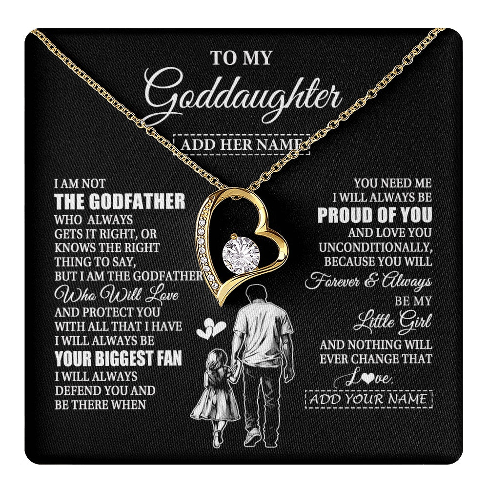 Forever Love Necklace 18K Yellow Gold Finish | 1 | Personalized To My Goddaughter Necklace From Godfather Biggest Fan Birthday Gifts For Goddaughter From Godfather Aunt Christmas Custom Gift Box Message Card | teecentury.myshopify