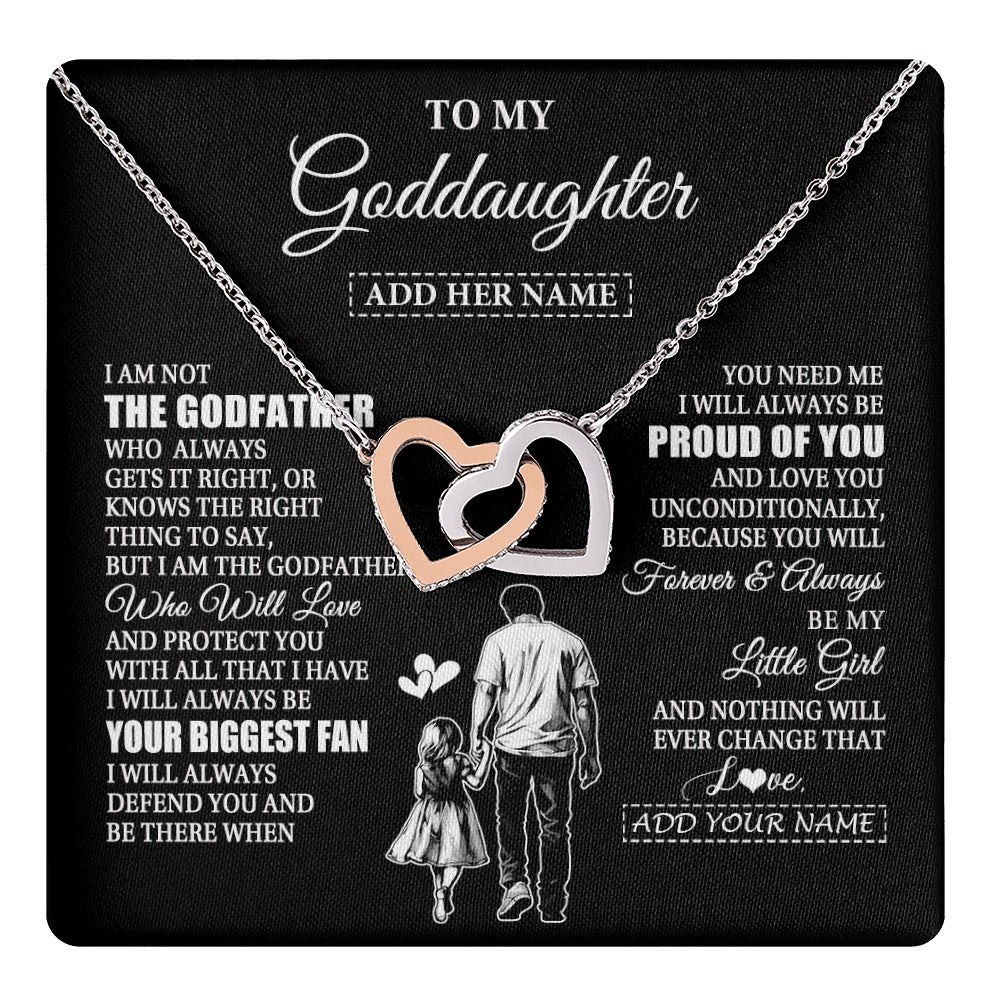 Interlocking Hearts Necklace Stainless Steel & Rose Gold Finish | 1 | Personalized To My Goddaughter Necklace From Godfather Biggest Fan Birthday Gifts For Goddaughter From Godfather Aunt Christmas Custom Gift Box Message Card | teecentury.myshopify