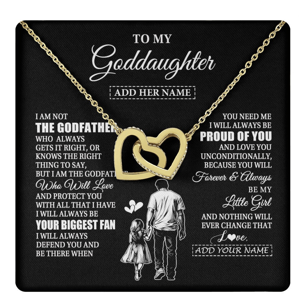 Interlocking Hearts Necklace 18K Yellow Gold Finish | 1 | Personalized To My Goddaughter Necklace From Godfather Biggest Fan Birthday Gifts For Goddaughter From Godfather Aunt Christmas Custom Gift Box Message Card | teecentury.myshopify