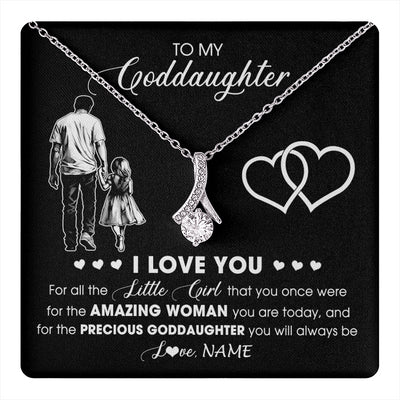Alluring Beauty Necklace 14K White Gold Finish | 1 | Personalized To My Goddaughter Necklace From Godfather I Love You Little Girl Goddaughter Birthday Christmas Jewelry Customized Gift Box Message Card | teecentury