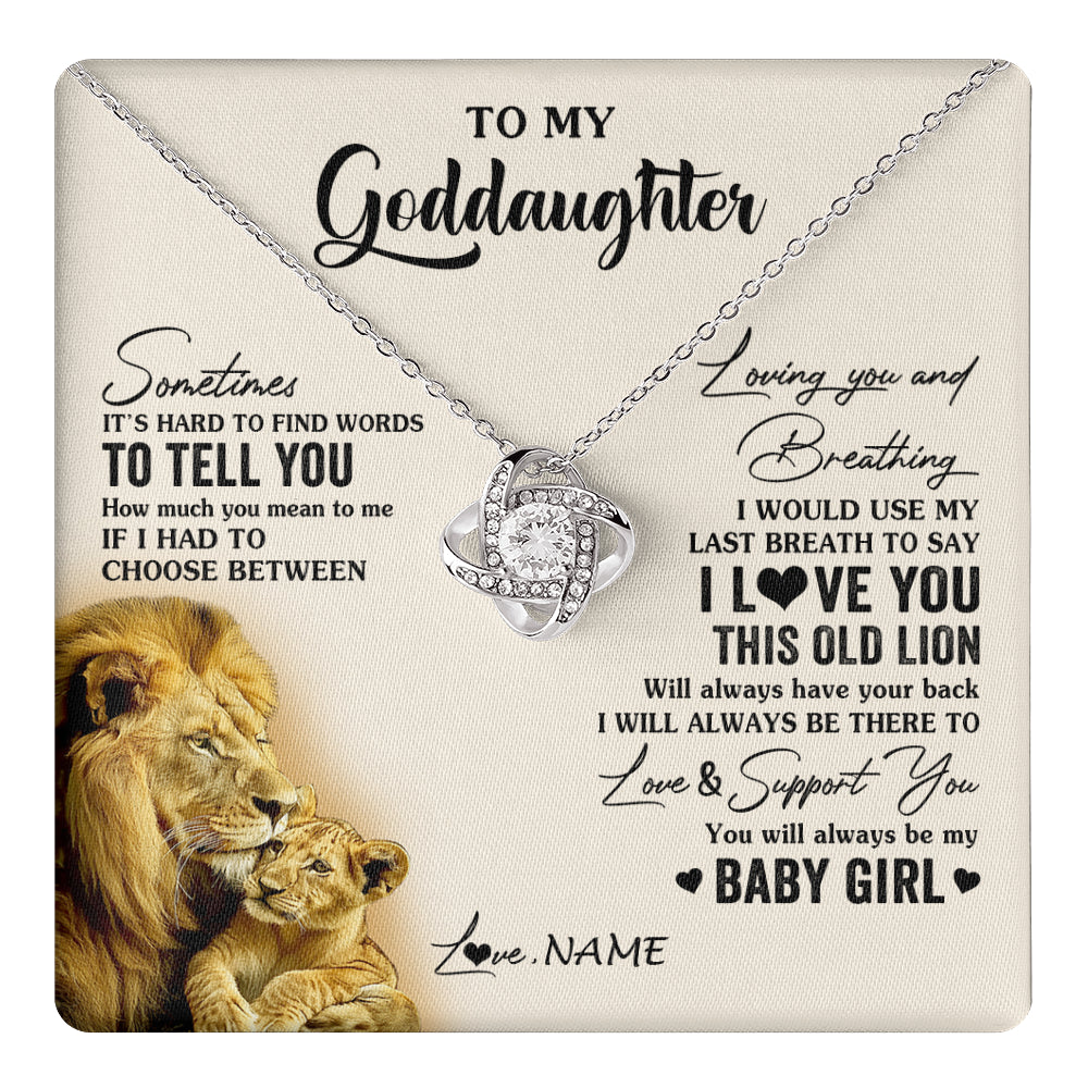Love Knot Necklace 14K White Gold Finish | 1 | Personalized To My Goddaughter Necklace From Godfather I Love You This Old Lion Goddaughter Birthday Christmas Jewelry Customized Gift Box Message Card | teecentury
