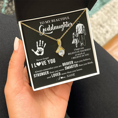 Alluring Beauty Necklace 18K Yellow Gold Finish | 2 | Personalized To My Goddaughter Necklace From Godfather Never Forget I Love You Goddaughter Birthday Christmas Graduation Customized Gift Box Message Card | teecentury