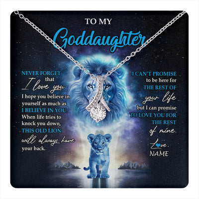 Alluring Beauty Necklace 14K White Gold Finish | 1 | Personalized To My Goddaughter Necklace From Godfather Never Forget I Love You Lion Goddaughter Jewelry Birthday Graduation Christmas Customized Message Card | teecentury