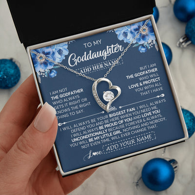 Forever Love Necklace 14K White Gold Finish | 2 | Personalized To My Goddaughter Necklace From Godfather Proud Of You Birthday Gifts For Goddaughter Jewelry Gifts Christmas Custom Gift Box Message Card | https://teecentury.