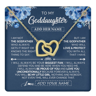 Interlocking Hearts Necklace 18K Yellow Gold Finish | 1 | Personalized To My Goddaughter Necklace From Godfather Proud Of You Birthday Gifts For Goddaughter Jewelry Gifts Christmas Custom Gift Box Message Card | https://teecentury.