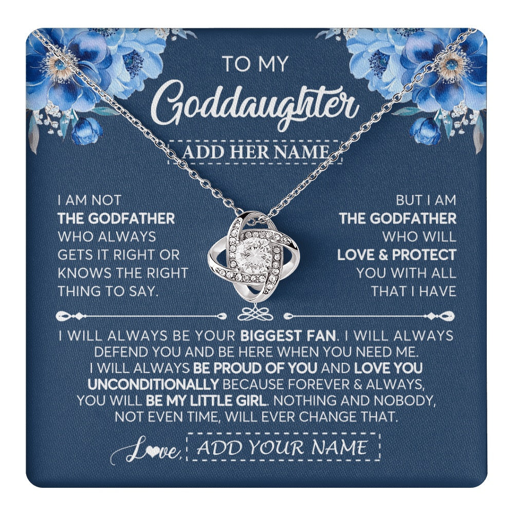 Love Knot Necklace 14K White Gold Finish | 1 | Personalized To My Goddaughter Necklace From Godfather Proud Of You Birthday Gifts For Goddaughter Jewelry Gifts Christmas Custom Gift Box Message Card | https://teecentury.