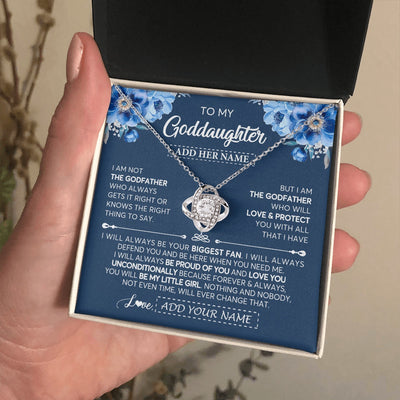 Love Knot Necklace 14K White Gold Finish | 2 | Personalized To My Goddaughter Necklace From Godfather Proud Of You Birthday Gifts For Goddaughter Jewelry Gifts Christmas Custom Gift Box Message Card | https://teecentury.