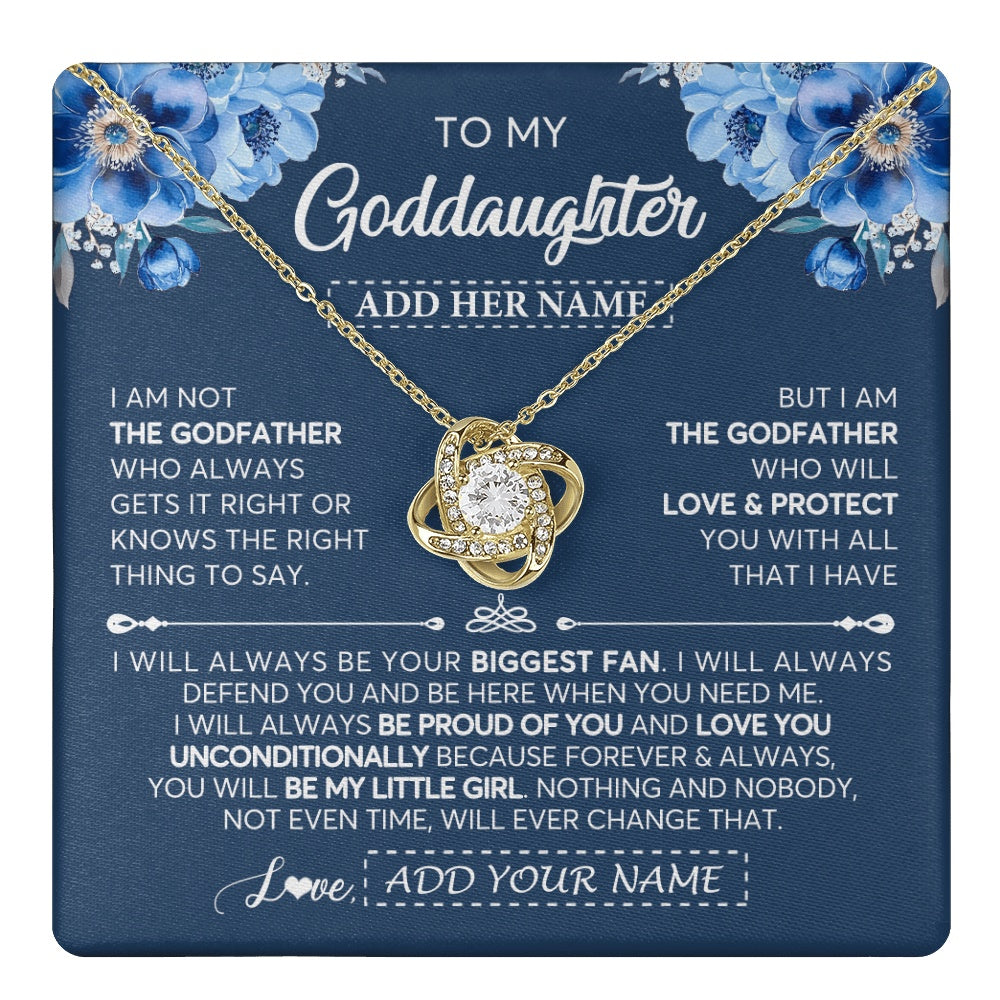 Love Knot Necklace 18K Yellow Gold Finish | 1 | Personalized To My Goddaughter Necklace From Godfather Proud Of You Birthday Gifts For Goddaughter Jewelry Gifts Christmas Custom Gift Box Message Card | https://teecentury.
