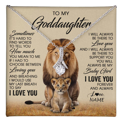 Alluring Beauty Necklace 14K White Gold Finish | 1 | Personalized To My Goddaughter Necklace From Godfather Sometimes It's Hard Lion Goddaughter Gift Birthday Jewelry Christmas Customized Gift Box Message Card | teecentury