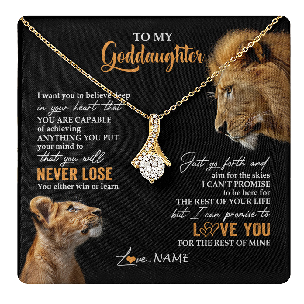 Alluring Beauty Necklace 18K Yellow Gold Finish | 1 | Personalized To My Goddaughter Necklace From Godfather Uncle You Will Never Lose Lion Goddaughter Birthday Gifts Graduation Christmas Gift Box Message Card | teecentury