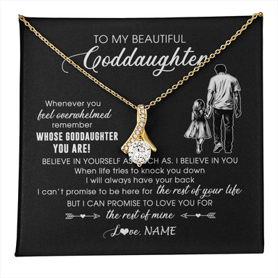 Alluring Beauty Necklace 18K Yellow Gold Finish | 1 | Personalized To My Goddaughter Necklace From Godfather Whenever You Feel Overwhelmed Goddaughter Jewelry Birthday Graduation Christmas Customized Message Card | teecentury