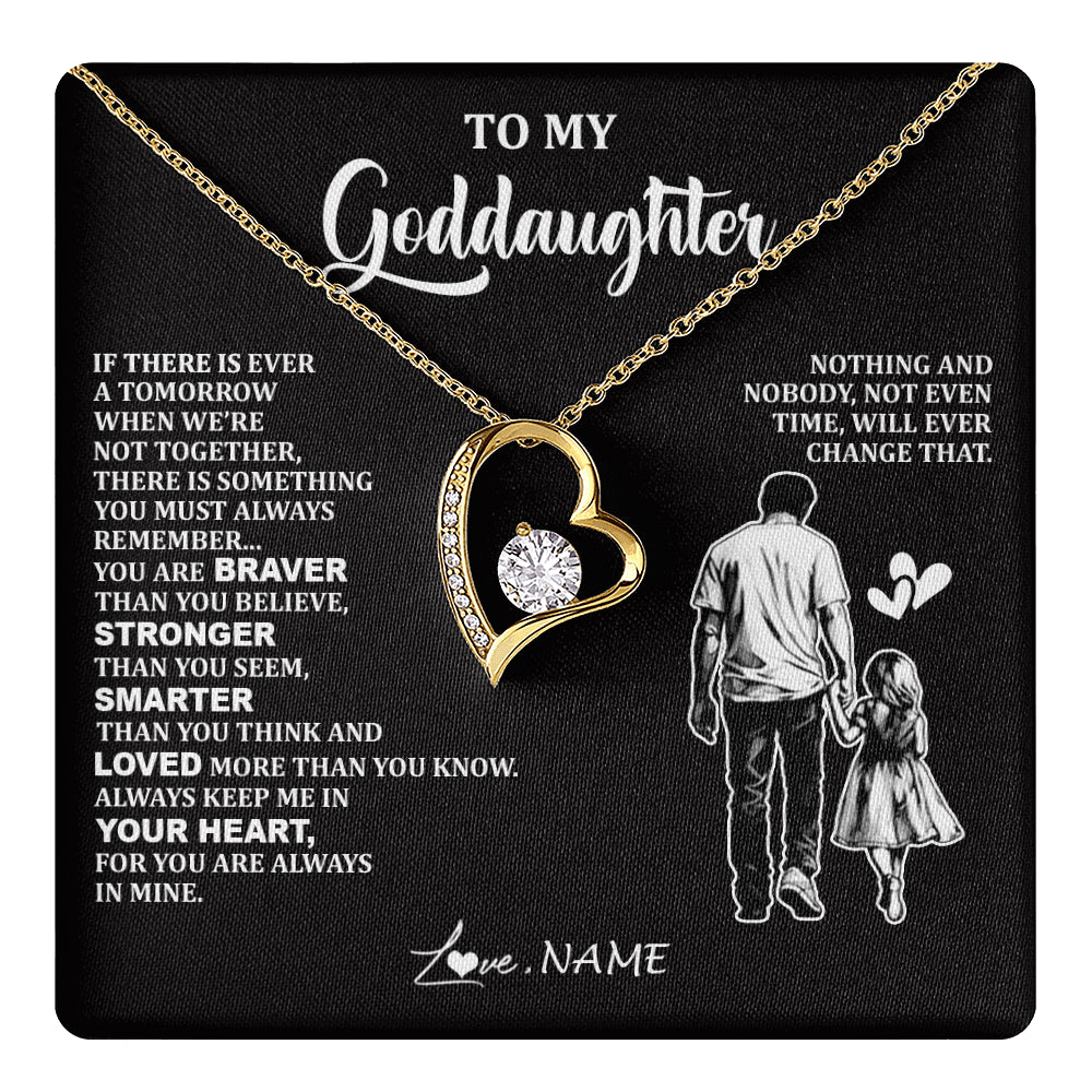 Forever Love Necklace 18K Yellow Gold Finish | 1 | Personalized To My Goddaughter Necklace From Godfather You Are Always In Mine Beautiful Goddaughter Birthday Graduation Christmas With Gift Box Message Card | teecentury