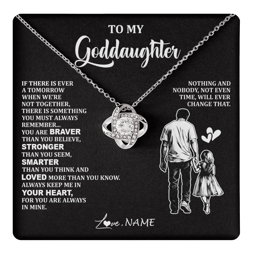 Love Knot Necklace 14K White Gold Finish | 1 | Personalized To My Goddaughter Necklace From Godfather You Are Always In Mine Beautiful Goddaughter Birthday Graduation Christmas With Gift Box Message Card | teecentury