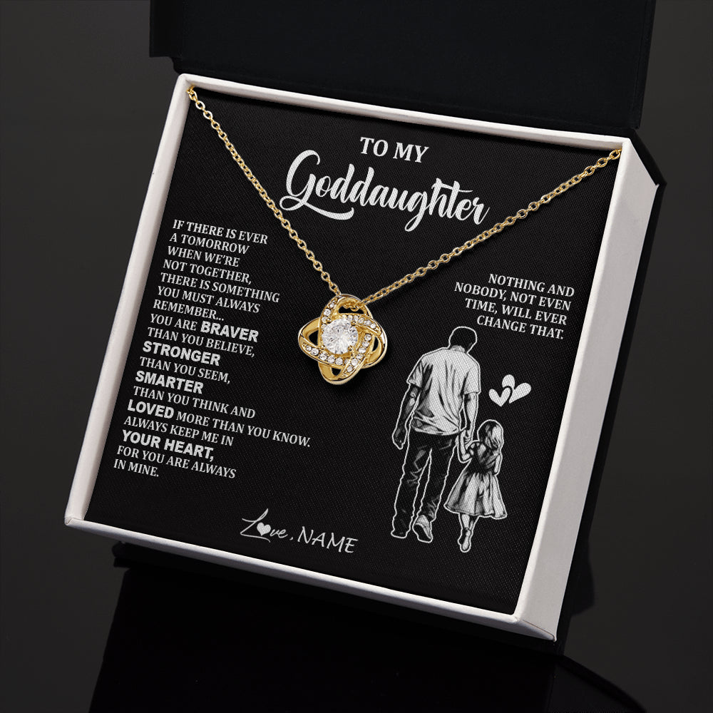 Love Knot Necklace 18K Yellow Gold Finish | 2 | Personalized To My Goddaughter Necklace From Godfather You Are Always In Mine Beautiful Goddaughter Birthday Graduation Christmas With Gift Box Message Card | teecentury