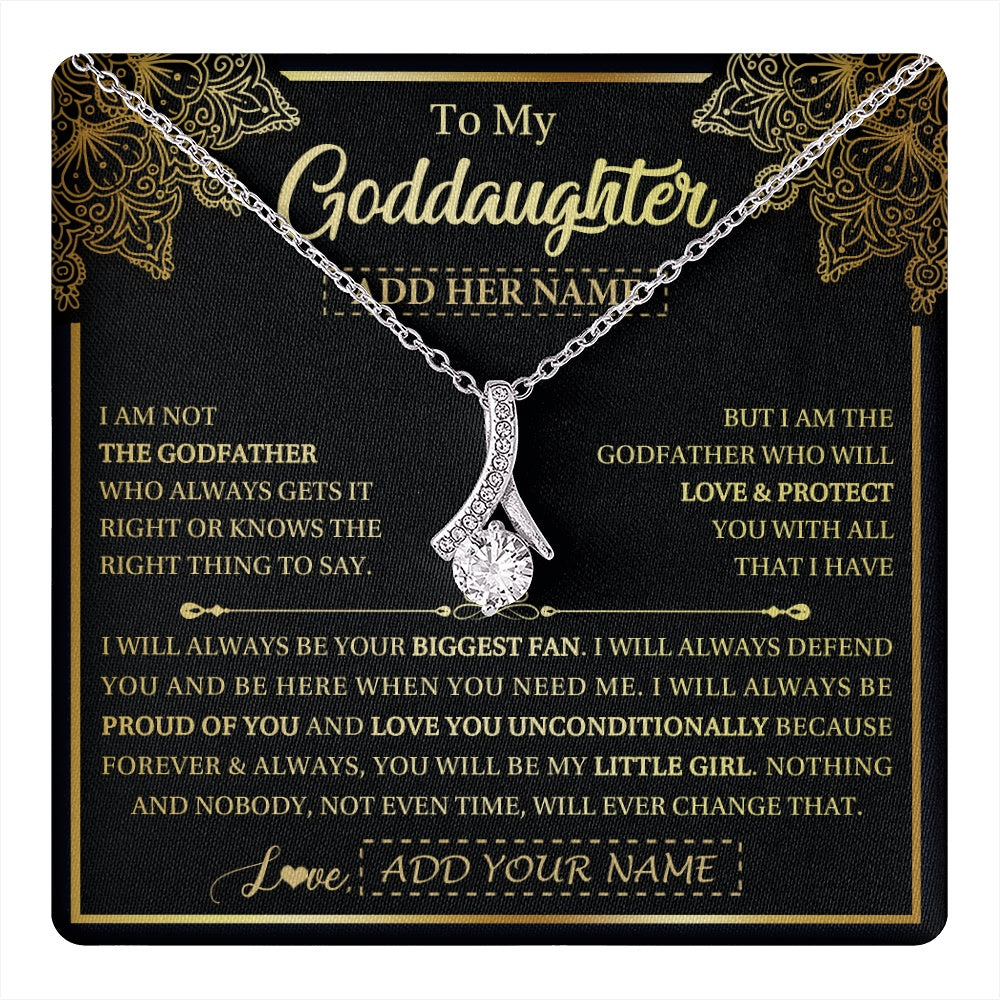 Alluring Beauty Necklace 14K White Gold Finish | 1 | Personalized To My Goddaughter Necklace From Godfather Your Biggest Fan Birthday Gifts For Goddaughter Gifts Christmas Jewelry Custom Gift Box Message Card | teecentury.myshopify