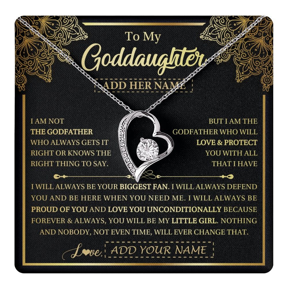 Forever Love Necklace 14K White Gold Finish | 1 | Personalized To My Goddaughter Necklace From Godfather Your Biggest Fan Birthday Gifts For Goddaughter Gifts Christmas Jewelry Custom Gift Box Message Card | teecentury.myshopify