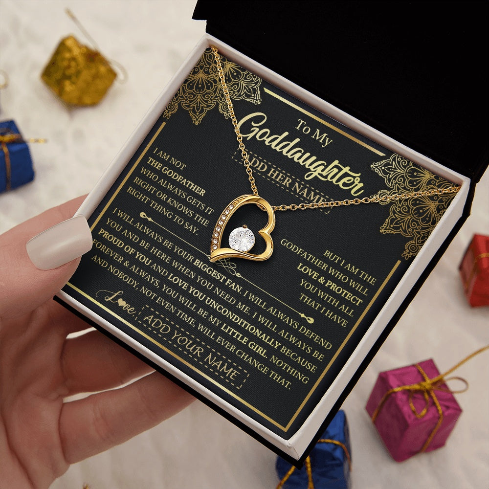 Forever Love Necklace 18K Yellow Gold Finish | 2 | Personalized To My Goddaughter Necklace From Godfather Your Biggest Fan Birthday Gifts For Goddaughter Gifts Christmas Jewelry Custom Gift Box Message Card | teecentury.myshopify