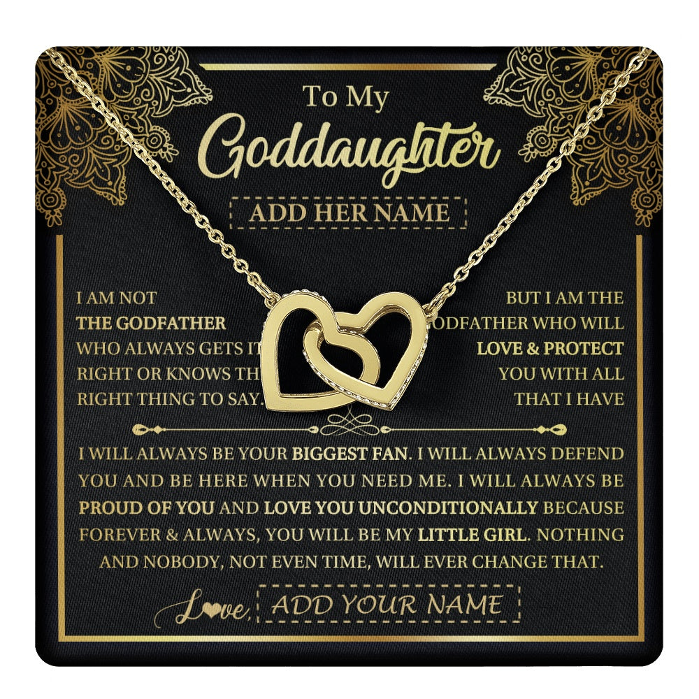 Interlocking Hearts Necklace 18K Yellow Gold Finish | 1 | Personalized To My Goddaughter Necklace From Godfather Your Biggest Fan Birthday Gifts For Goddaughter Gifts Christmas Jewelry Custom Gift Box Message Card | teecentury.myshopify