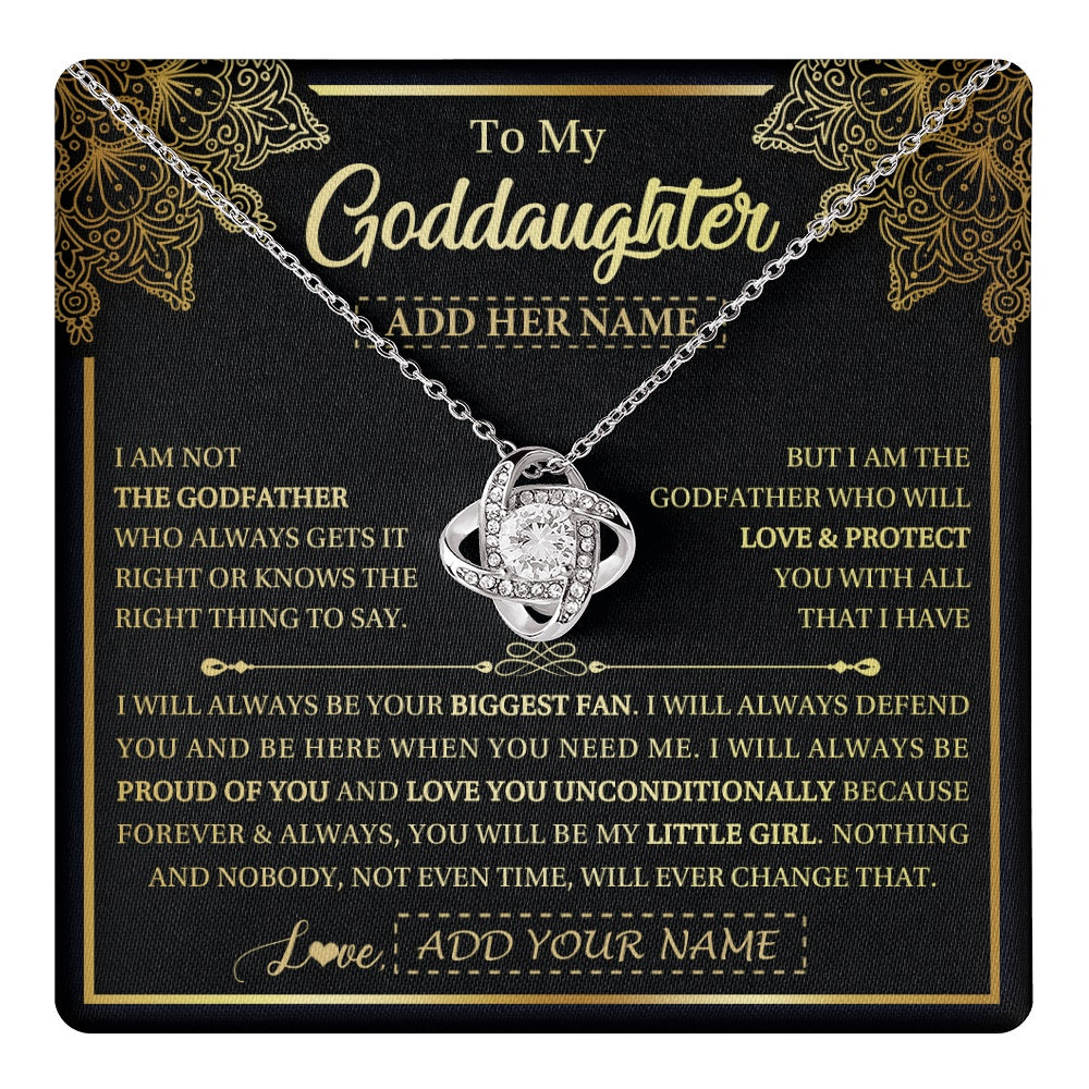 Love Knot Necklace 14K White Gold Finish | 1 | Personalized To My Goddaughter Necklace From Godfather Your Biggest Fan Birthday Gifts For Goddaughter Gifts Christmas Jewelry Custom Gift Box Message Card | teecentury.myshopify