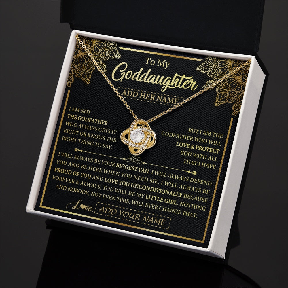 Love Knot Necklace 18K Yellow Gold Finish | 2 | Personalized To My Goddaughter Necklace From Godfather Your Biggest Fan Birthday Gifts For Goddaughter Gifts Christmas Jewelry Custom Gift Box Message Card | teecentury.myshopify