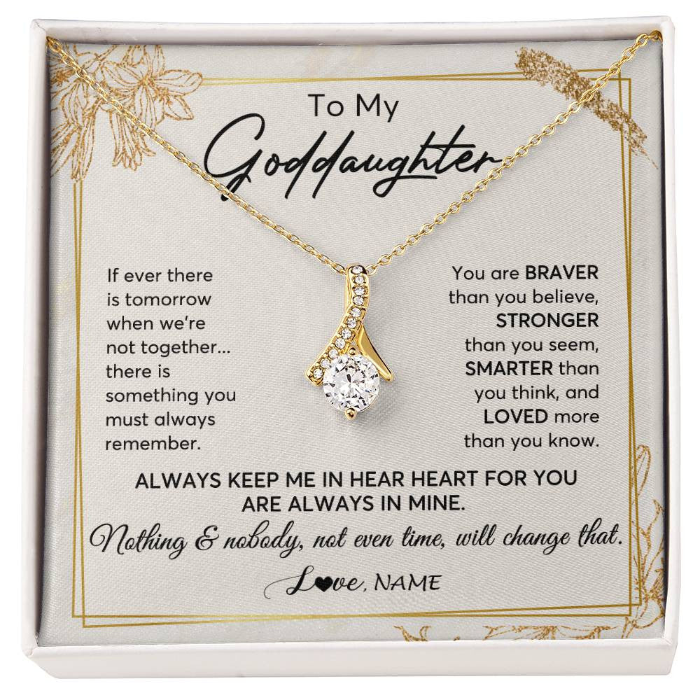 Alluring Beauty Necklace 18K Yellow Gold Finish | 1 | Personalized To My Goddaughter Necklace From Godmother Always Keep Me In Your Heart Goddaughter Birthday Graduation Christmas Customized Gift Box Message Card | teecentury