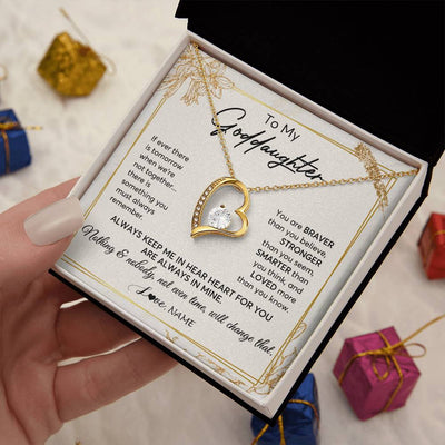 Forever Love Necklace 18K Yellow Gold Finish | 2 | Personalized To My Goddaughter Necklace From Godmother Always Keep Me In Your Heart Goddaughter Birthday Graduation Christmas Customized Gift Box Message Card | teecentury