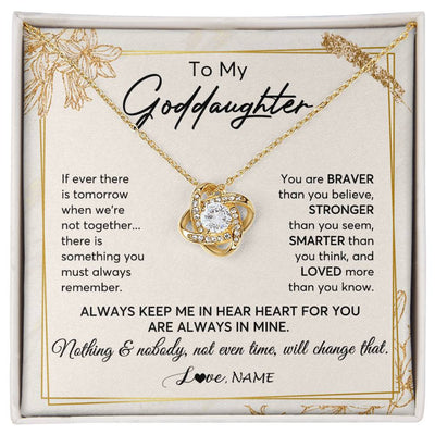 Love Knot Necklace 18K Yellow Gold Finish | 1 | Personalized To My Goddaughter Necklace From Godmother Always Keep Me In Your Heart Goddaughter Birthday Graduation Christmas Customized Gift Box Message Card | teecentury