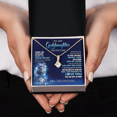 Alluring Beauty Necklace 18K Yellow Gold Finish | 2 | Personalized To My Goddaughter Necklace From Godmother Aunt Believe Your Heart Goddaughter Gift Birthday Graduation Christmas Customized Gift Box Message Card | teecentury.myshopify