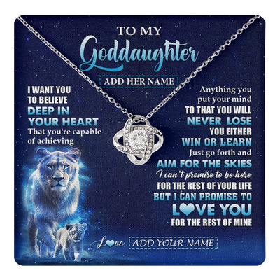 Love Knot Necklace 14K White Gold Finish | 1 | Personalized To My Goddaughter Necklace From Godmother Aunt Believe Your Heart Goddaughter Gift Birthday Graduation Christmas Customized Gift Box Message Card | teecentury.myshopify