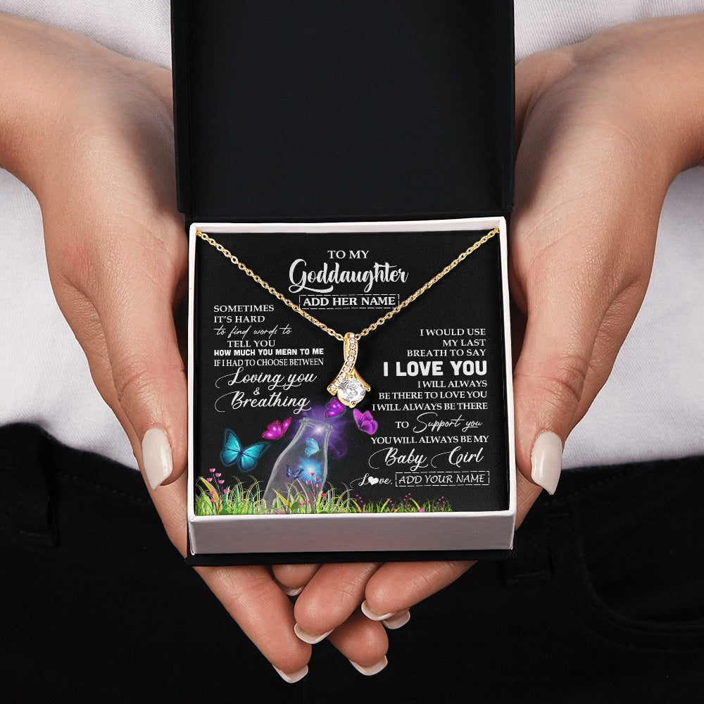 Alluring Beauty Necklace 18K Yellow Gold Finish | 2 | Personalized To My Goddaughter Necklace From Godmother Aunt Butterfly Sometimes Say I Love You Goddaughter Birthday Christmas Custom Gift Box Message Card | teecentury.myshopify