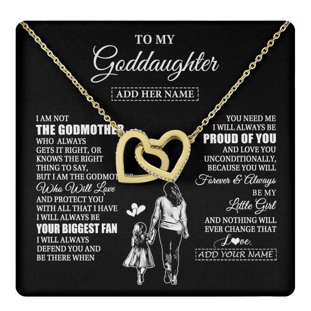 Interlocking Hearts Necklace 18K Yellow Gold Finish | 1 | Personalized To My Goddaughter Necklace From Godmother Biggest Fan Birthday Gifts For Goddaughter From Godmother Uncle Christmas Custom Gift Box Message Card | teecentury.myshopify