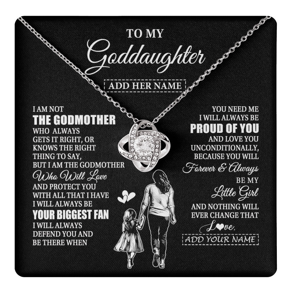 Love Knot Necklace 14K White Gold Finish | 1 | Personalized To My Goddaughter Necklace From Godmother Biggest Fan Birthday Gifts For Goddaughter From Godmother Uncle Christmas Custom Gift Box Message Card | teecentury.myshopify