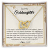 Interlocking Hearts Necklace 18K Yellow Gold Finish | Personalized To My Goddaughter Necklace From Godmother Braver Stronger Smarter Loved Goddaughter Jewelry Birthday Christmas Customized Gift Box Message Card | teecentury