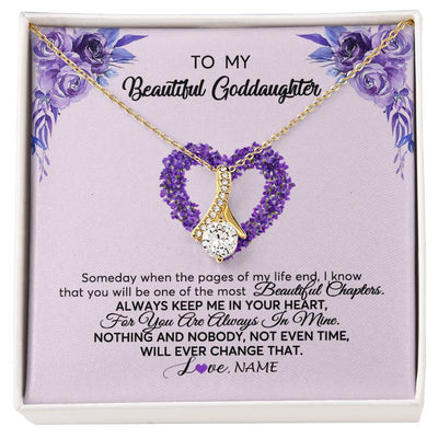 Alluring Beauty Necklace 18K Yellow Gold Finish | Personalized To My Goddaughter Necklace From Godmother Flower Always Keep Me In Your Heart Goddaughter Graduation Birthday Customized Gift Box Message Card | teecentury