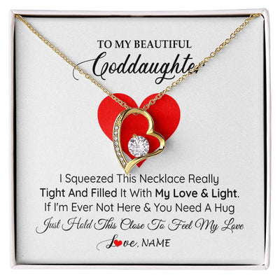 Forever Love Necklace 18K Yellow Gold Finish | 1 | Personalized To My Goddaughter Necklace From Godmother Godfather I Squeezed This Necklace Goddaughter Birthday Christmas Customized Gift Box Message Card | teecentury