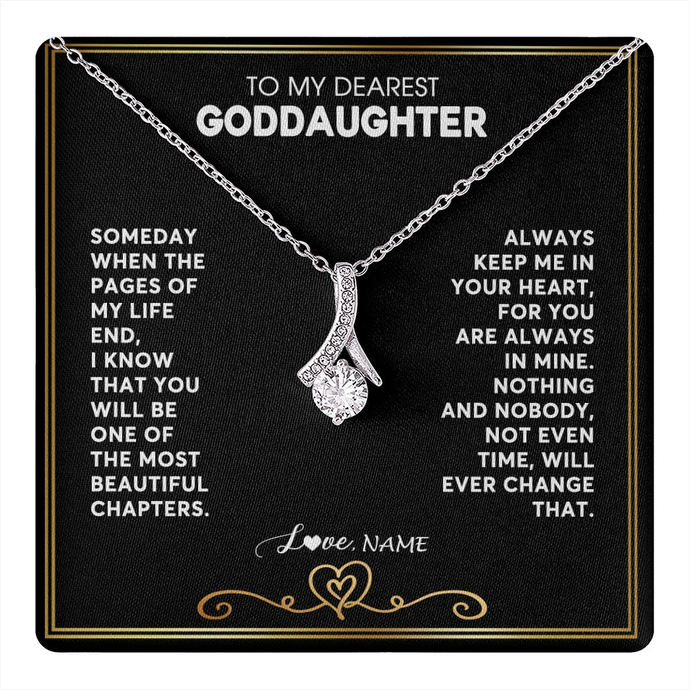 Alluring Beauty Necklace 14K White Gold Finish | 1 | Personalized To My Goddaughter Necklace From Godmother Godfather When The Pages Of My Life End Goddaughter Birthday Christmas Customized Gift Box Message Card | teecentury.myshopify