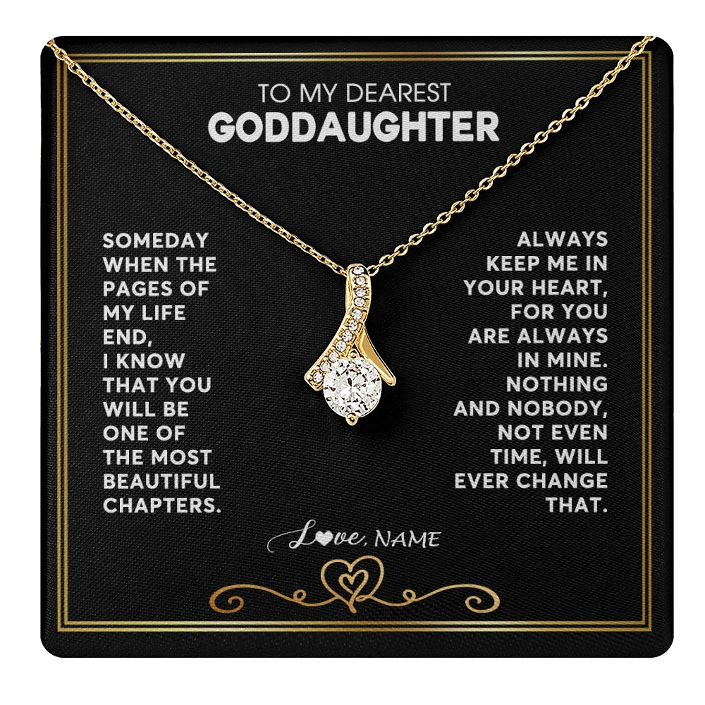 Alluring Beauty Necklace 18K Yellow Gold Finish | 1 | Personalized To My Goddaughter Necklace From Godmother Godfather When The Pages Of My Life End Goddaughter Birthday Christmas Customized Gift Box Message Card | teecentury.myshopify