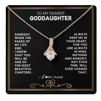 Alluring Beauty Necklace 18K Yellow Gold Finish | 1 | Personalized To My Goddaughter Necklace From Godmother Godfather When The Pages Of My Life End Goddaughter Birthday Christmas Customized Gift Box Message Card | teecentury.myshopify