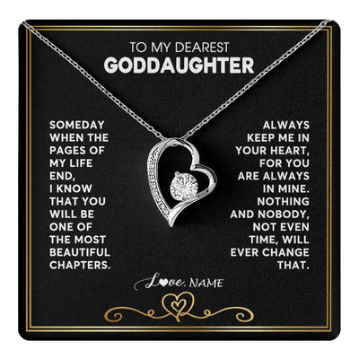 Forever Love Necklace 14K White Gold Finish | 1 | Personalized To My Goddaughter Necklace From Godmother Godfather When The Pages Of My Life End Goddaughter Birthday Christmas Customized Gift Box Message Card | teecentury.myshopify