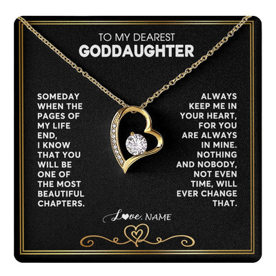 Forever Love Necklace 18K Yellow Gold Finish | 1 | Personalized To My Goddaughter Necklace From Godmother Godfather When The Pages Of My Life End Goddaughter Birthday Christmas Customized Gift Box Message Card | teecentury.myshopify