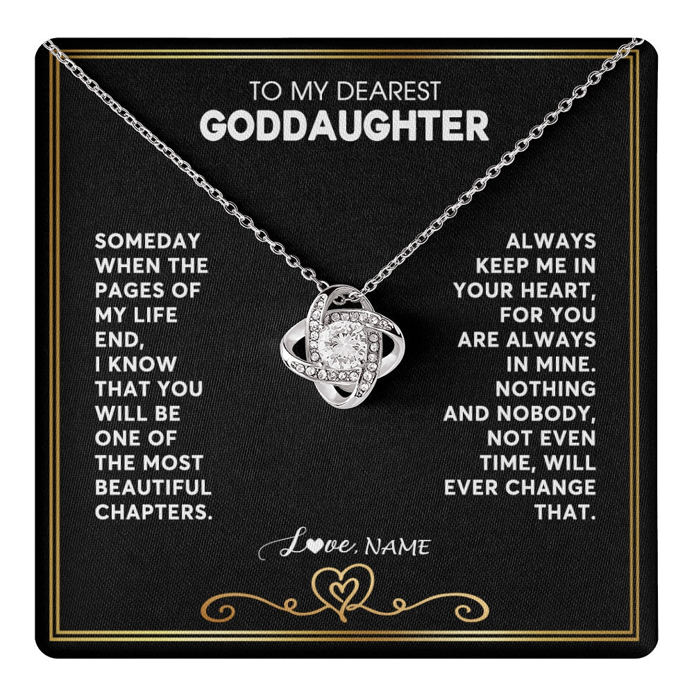 Love Knot Necklace 14K White Gold Finish | 1 | Personalized To My Goddaughter Necklace From Godmother Godfather When The Pages Of My Life End Goddaughter Birthday Christmas Customized Gift Box Message Card | teecentury.myshopify