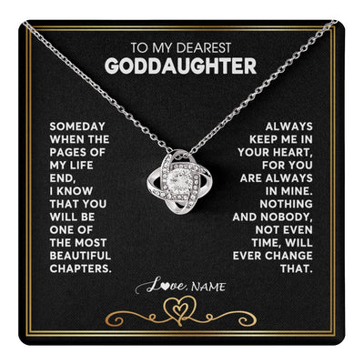 Love Knot Necklace 14K White Gold Finish | 1 | Personalized To My Goddaughter Necklace From Godmother Godfather When The Pages Of My Life End Goddaughter Birthday Christmas Customized Gift Box Message Card | teecentury.myshopify