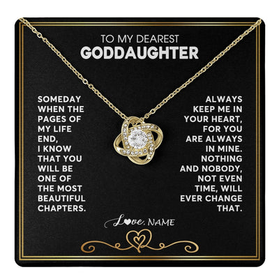 Love Knot Necklace 18K Yellow Gold Finish | 1 | Personalized To My Goddaughter Necklace From Godmother Godfather When The Pages Of My Life End Goddaughter Birthday Christmas Customized Gift Box Message Card | teecentury.myshopify