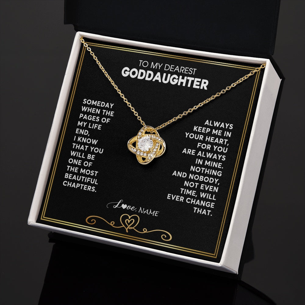 Love Knot Necklace 18K Yellow Gold Finish | 2 | Personalized To My Goddaughter Necklace From Godmother Godfather When The Pages Of My Life End Goddaughter Birthday Christmas Customized Gift Box Message Card | teecentury.myshopify