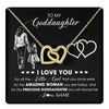 Interlocking Hearts Necklace 18K Yellow Gold Finish | 1 | Personalized To My Goddaughter Necklace From Godmother I Love You Little Girl Goddaughter Birthday Christmas Jewelry Customized Gift Box Message Card | teecentury