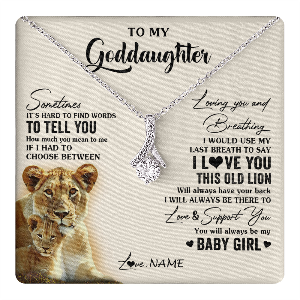 Alluring Beauty Necklace 14K White Gold Finish | 1 | Personalized To My Goddaughter Necklace From Godmother I Love You This Old Lion Goddaughter Birthday Christmas Jewelry Customized Gift Box Message Card | teecentury