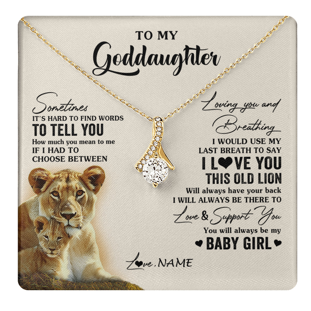 Alluring Beauty Necklace 18K Yellow Gold Finish | 1 | Personalized To My Goddaughter Necklace From Godmother I Love You This Old Lion Goddaughter Birthday Christmas Jewelry Customized Gift Box Message Card | teecentury