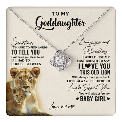 Love Knot Necklace 14K White Gold Finish | 1 | Personalized To My Goddaughter Necklace From Godmother I Love You This Old Lion Goddaughter Birthday Christmas Jewelry Customized Gift Box Message Card | teecentury
