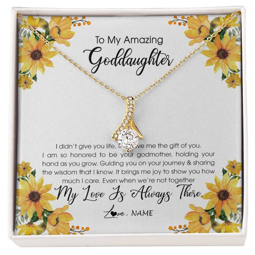 Alluring Beauty Necklace 18K Yellow Gold Finish | Personalized To My Goddaughter Necklace From Godmother My Love Is Always There Goddaughter Birthday Christmas Graduation Customized Gift Box Message Card | teecentury